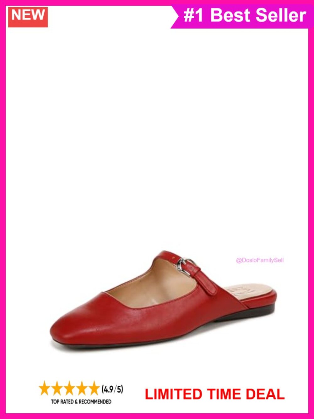 Synthetic Slip On Mary Jane Mule Flat Square Toe Comfort
